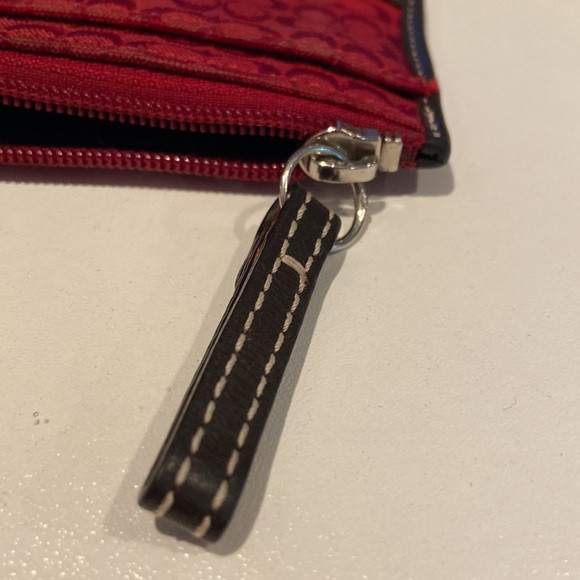 Vintage Coach Key Chain small wallet combo red Classic C w/ brown leather, Y2K - Picture 7 of 10